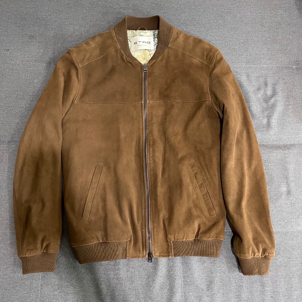 Etro Suede Goatskin Bomber Brown Jacket M size NEW without tags